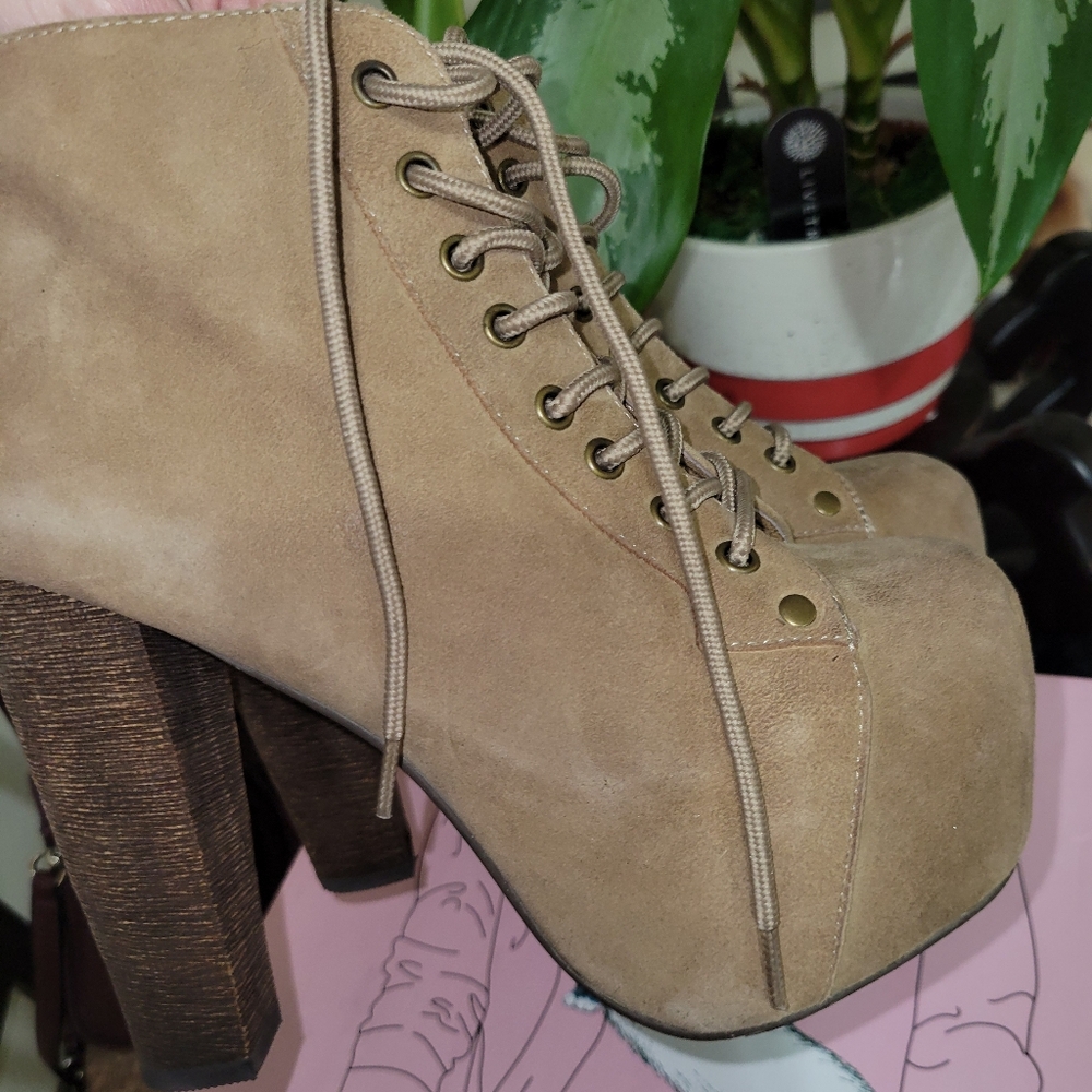 Jeffrey Campbell Taupe Suede Lita Booties 5.5 - Picture 10 of 11